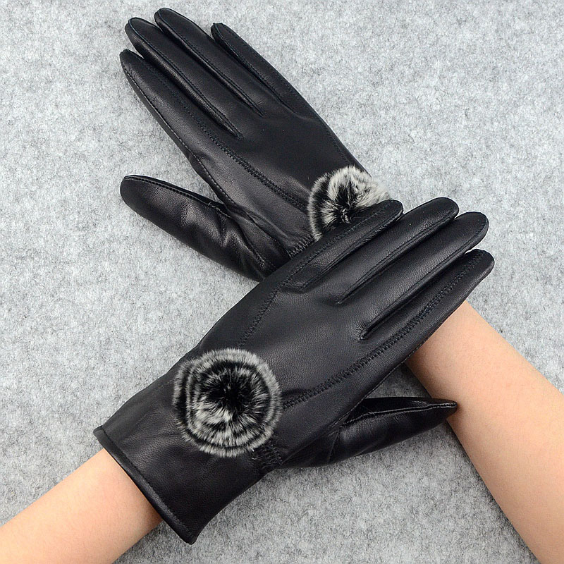 Women Winter Genuine Leather G - Wool Glove Lined 评论和价格