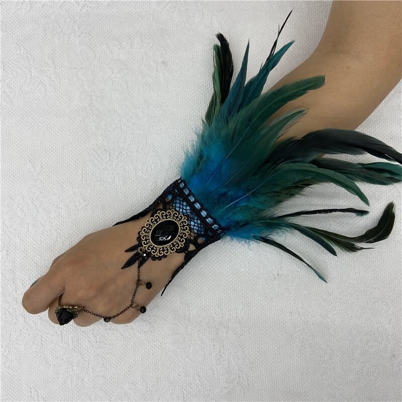 Halloween Feather Lace Gloves  - Motorcycle Glove Knuckle 评论和价格